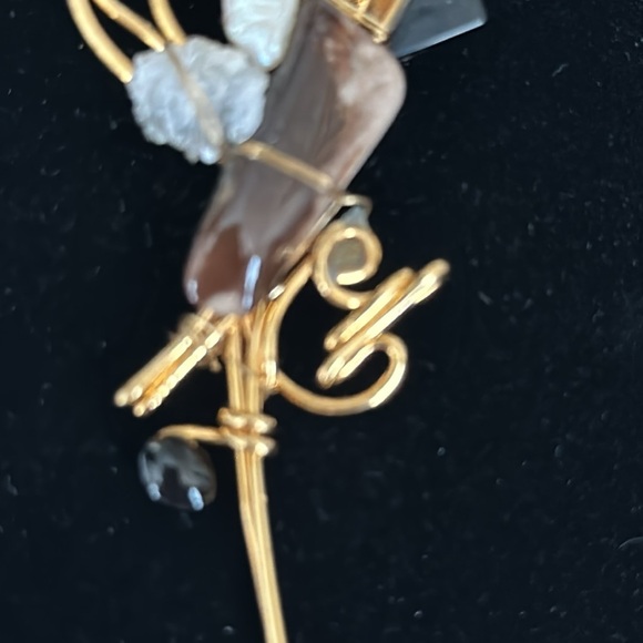 Custom brooch I did not get it tested has semi precious stones pearls crystals - Picture 8 of 13